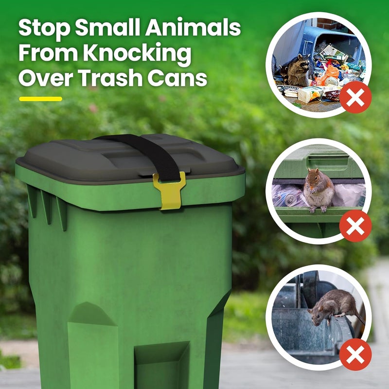 Gadgetzan 2 Pcs Trash Can Locks for Animals,Garbage Can Lid Locks with Metal Claw,Adjustable Garbage Straps Clips Outdoor for Keep Out Raccoon,Bear - Black - Image 3